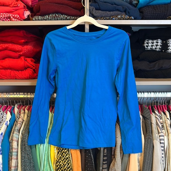 Hanes blue long sleeve crew neck t shirt size S - Picture 1 of 3